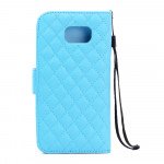 Wholesale Samsung Galaxy S6 Quilted Flip Leather Wallet Case with Strap (Blue)